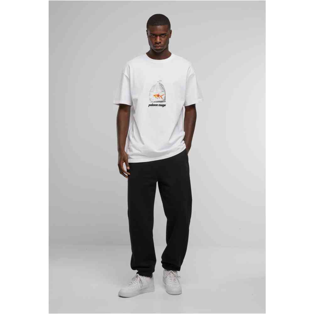 Mister Tee Upscale - Poisson Rouge Heavy Oversize Tshirt Homme - Blanc